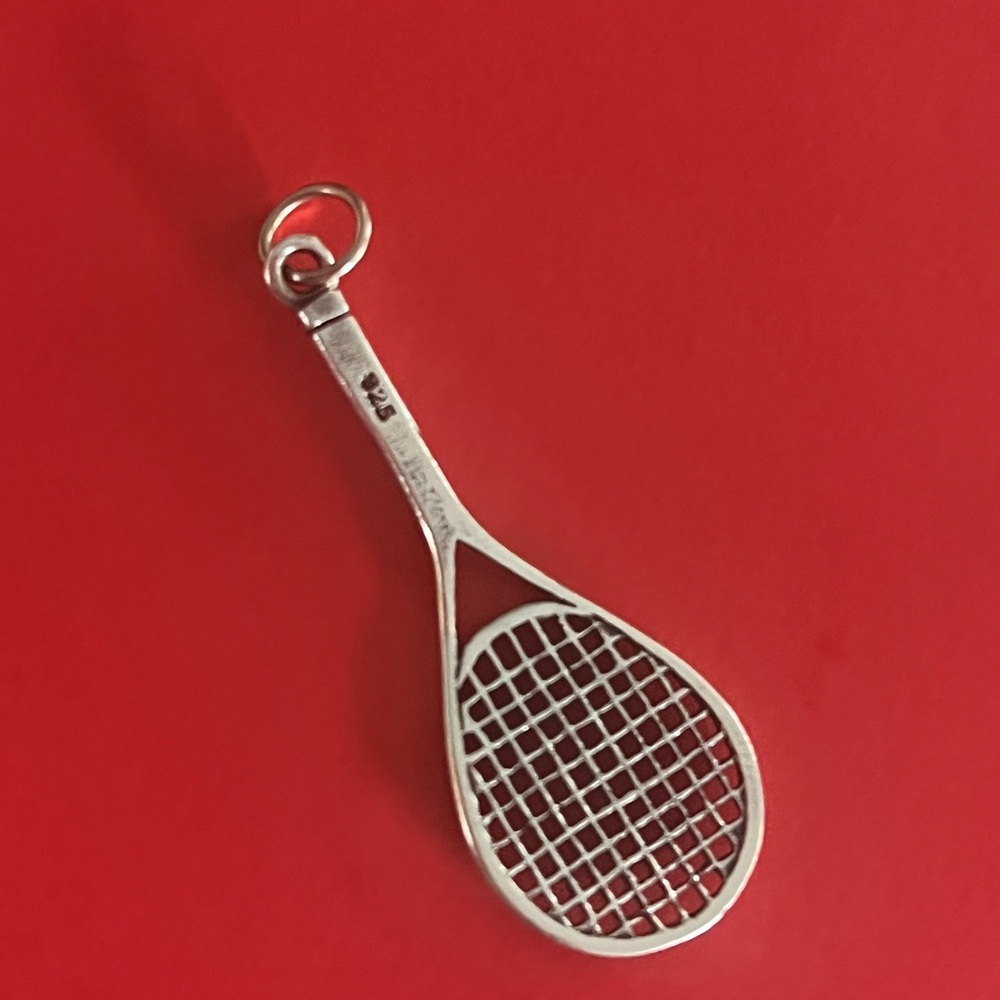 Silver Tennis Racket Charm Pendant 925